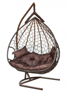 Подвесное кресло кокон коричневое, коричневая подушка. (Дублин АТ)